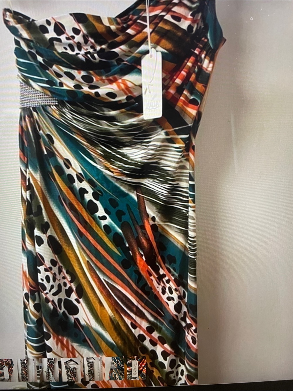 Julia Fashion Multi-Color Patterned One-Shoulder Women’s Dress